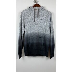 Hollister Mens Ombre Dip Dye Hoodie Grey Charcoal Marled Fleece Pullover Medium